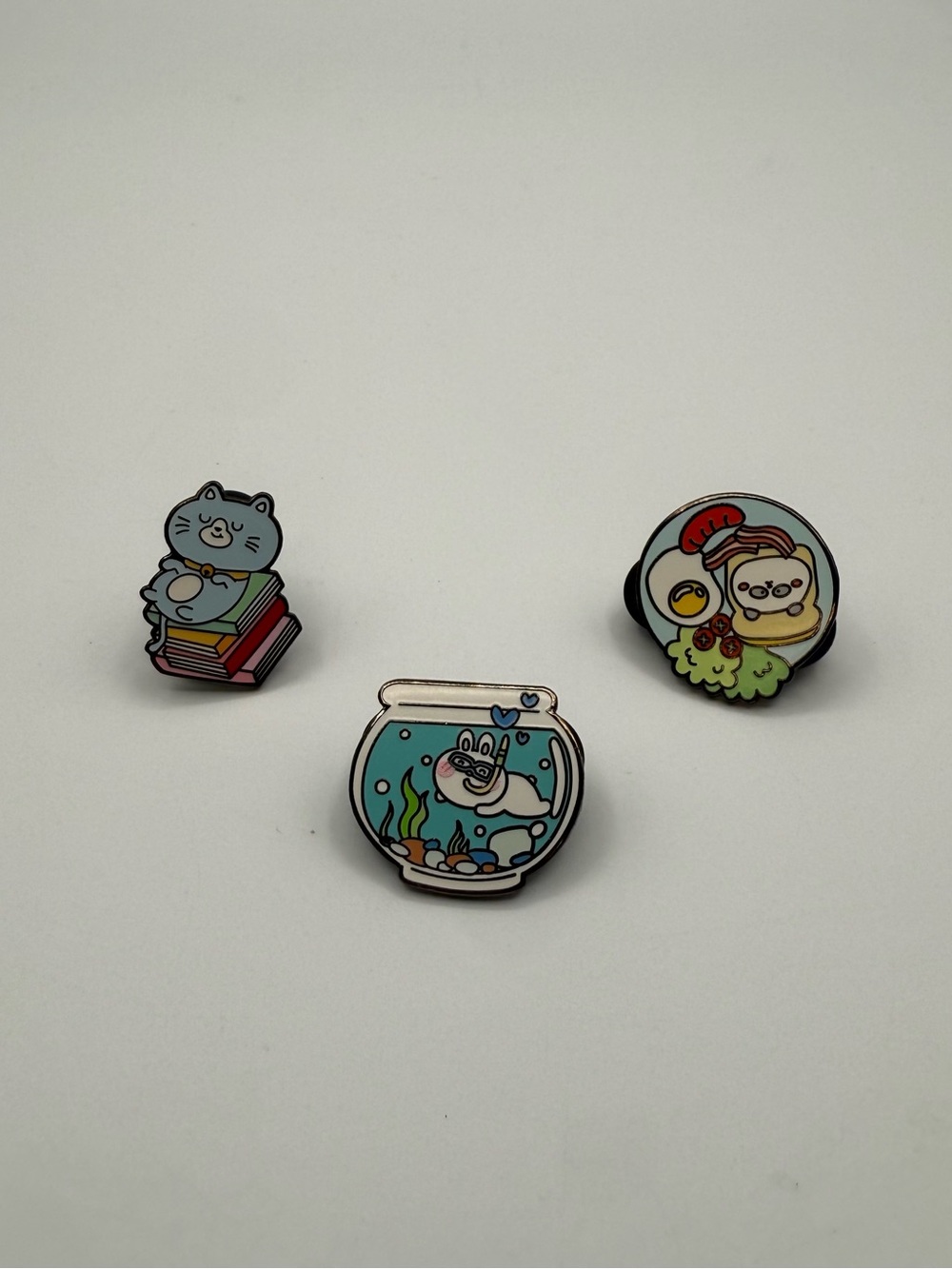 The Pin Patch Cute Small Pets Kawaii Enamel Pin Set - Blue, Teal, Cream